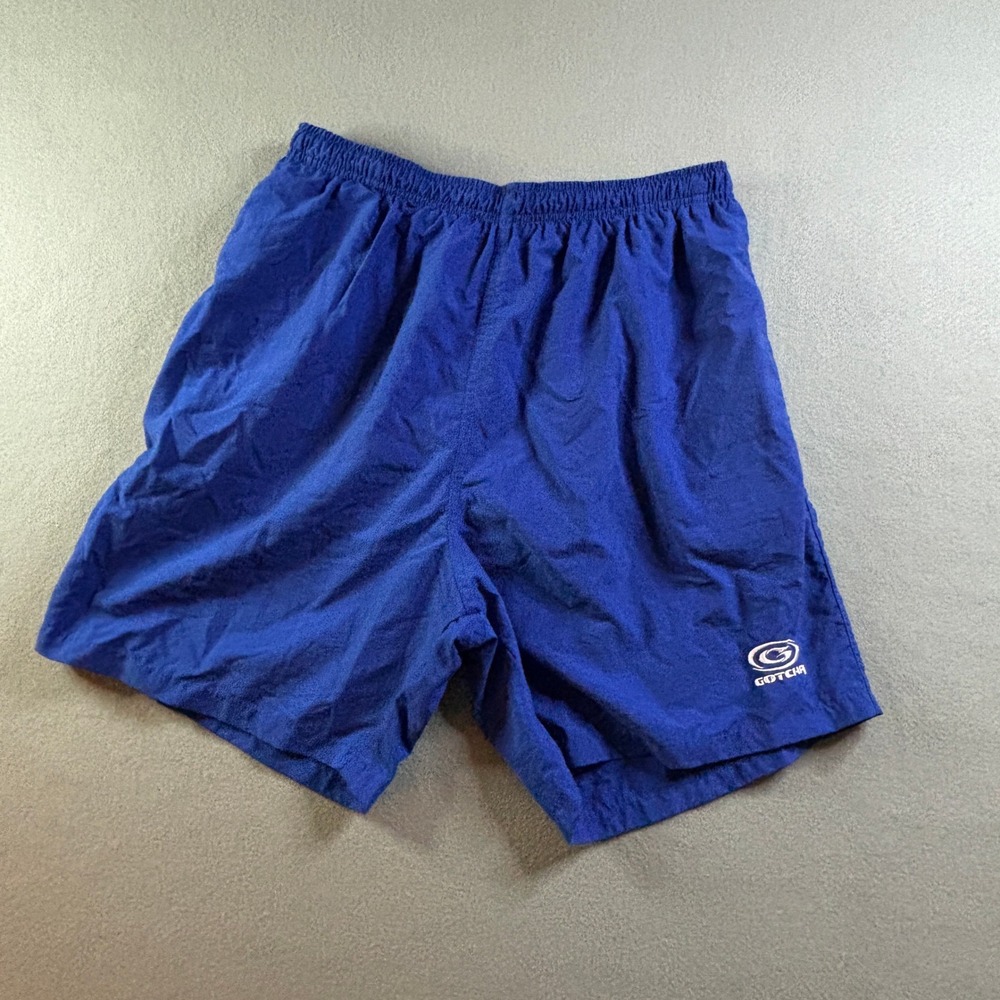 VTG Gotcha Mens L Swim Trunks Shorts Blue Nylon Mesh Lined Y2K Surf Board Shorts